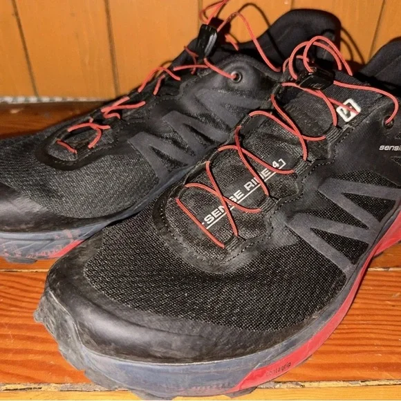 Salomon Men's Black and Red sense ride 4 Trail Shoes - Picture 1 of 7